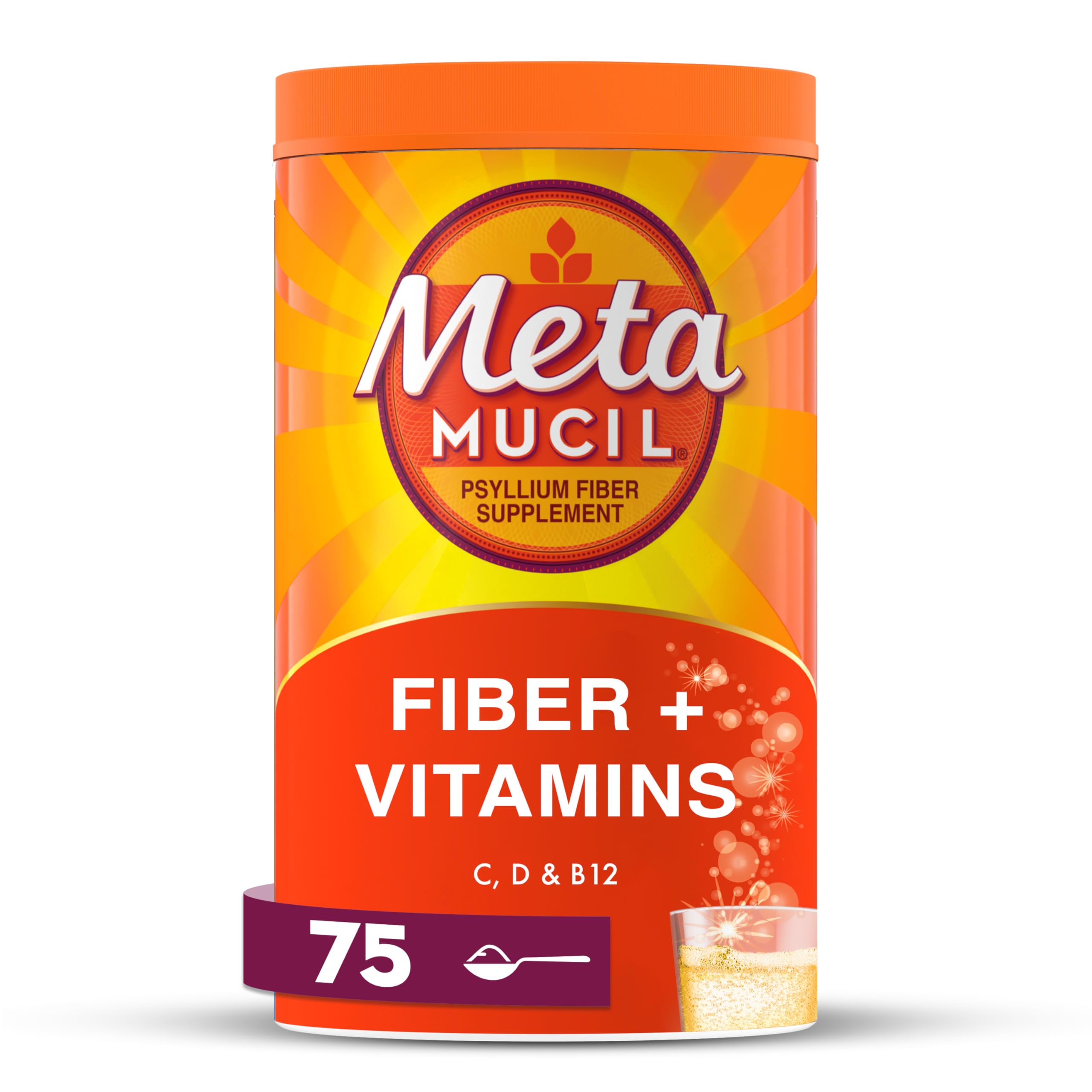 Metamucil 4-in-1 Citrus Fizzy Fiber Powder 24.9 oz canister