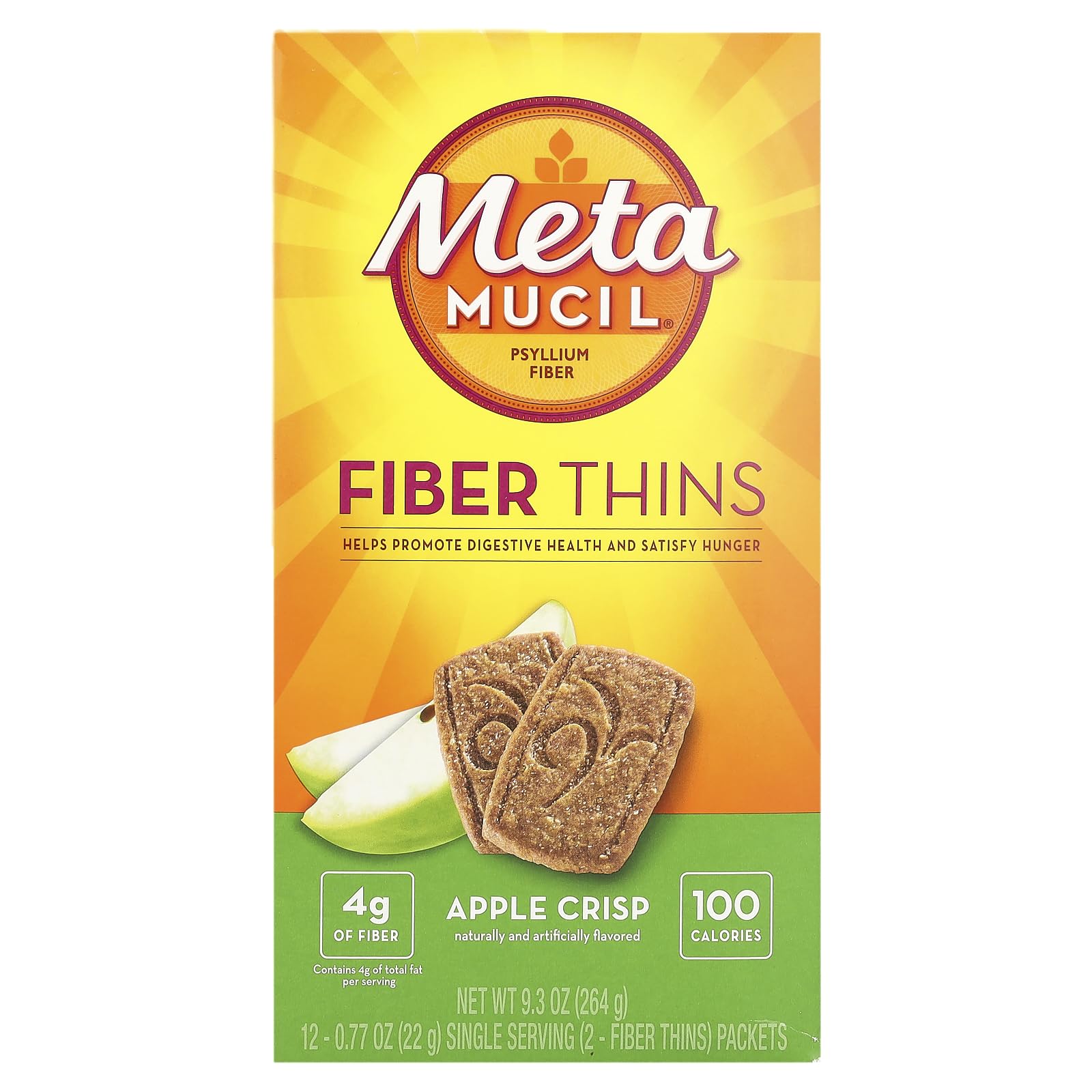 Metamucil front packaging showing box and count, highlights convenient fiber supply