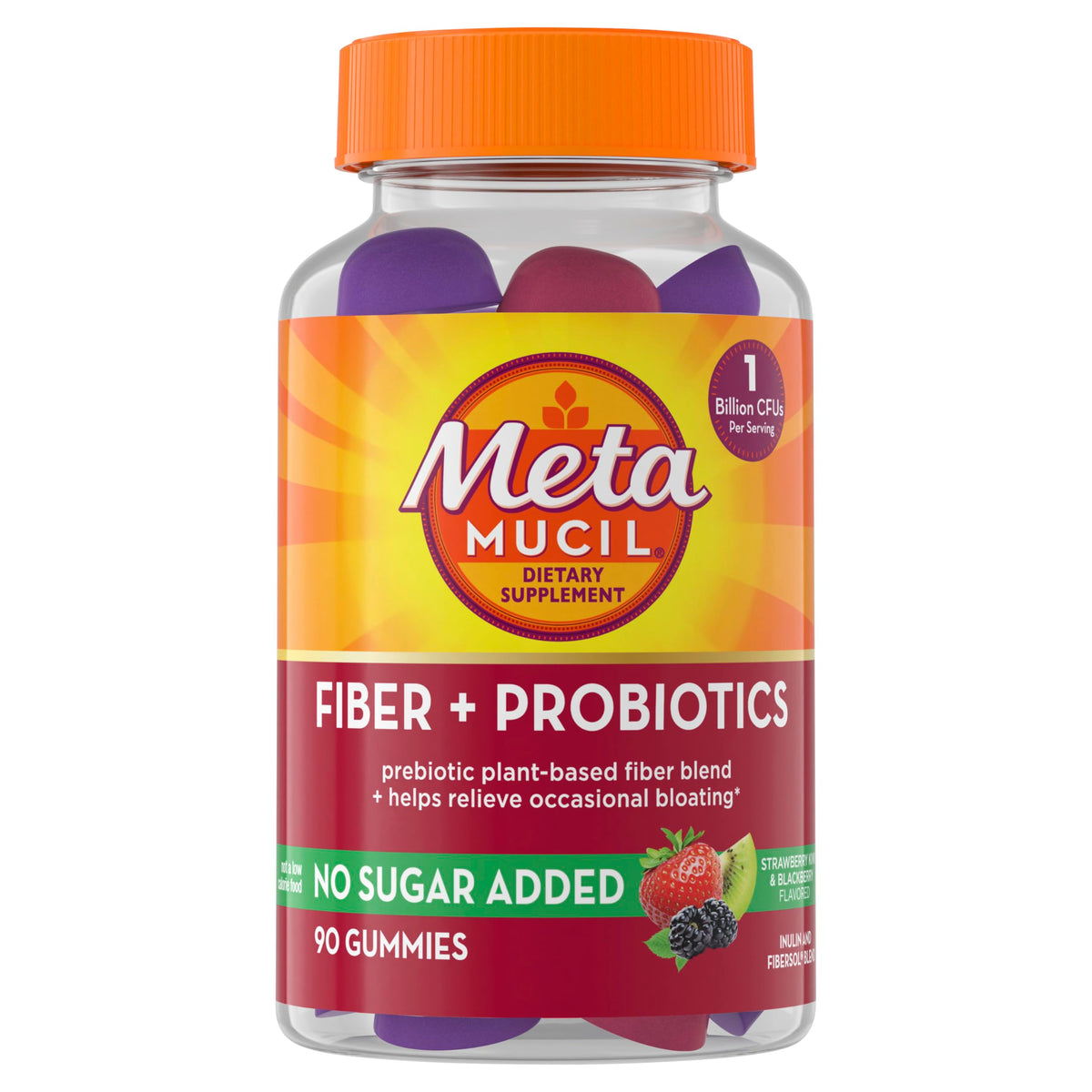 Bottle of Metamucil Fiber Gummies with Probiotics – 90 count