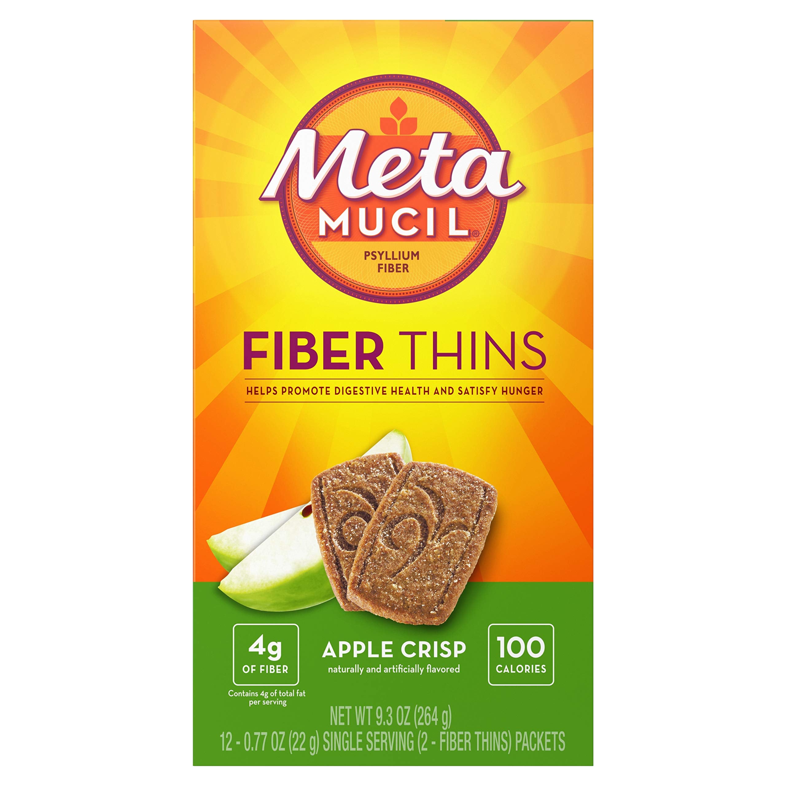 Metamucil Fiber Wafers Apple Crisp, 24 wafers per pack, Pack of 2