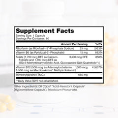Close-up of Quatrefolic 5-MTHF on bottle label