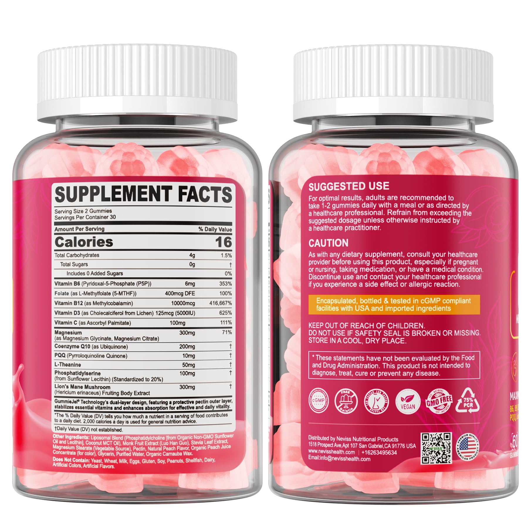 Daily serving of B12 gummies in jar