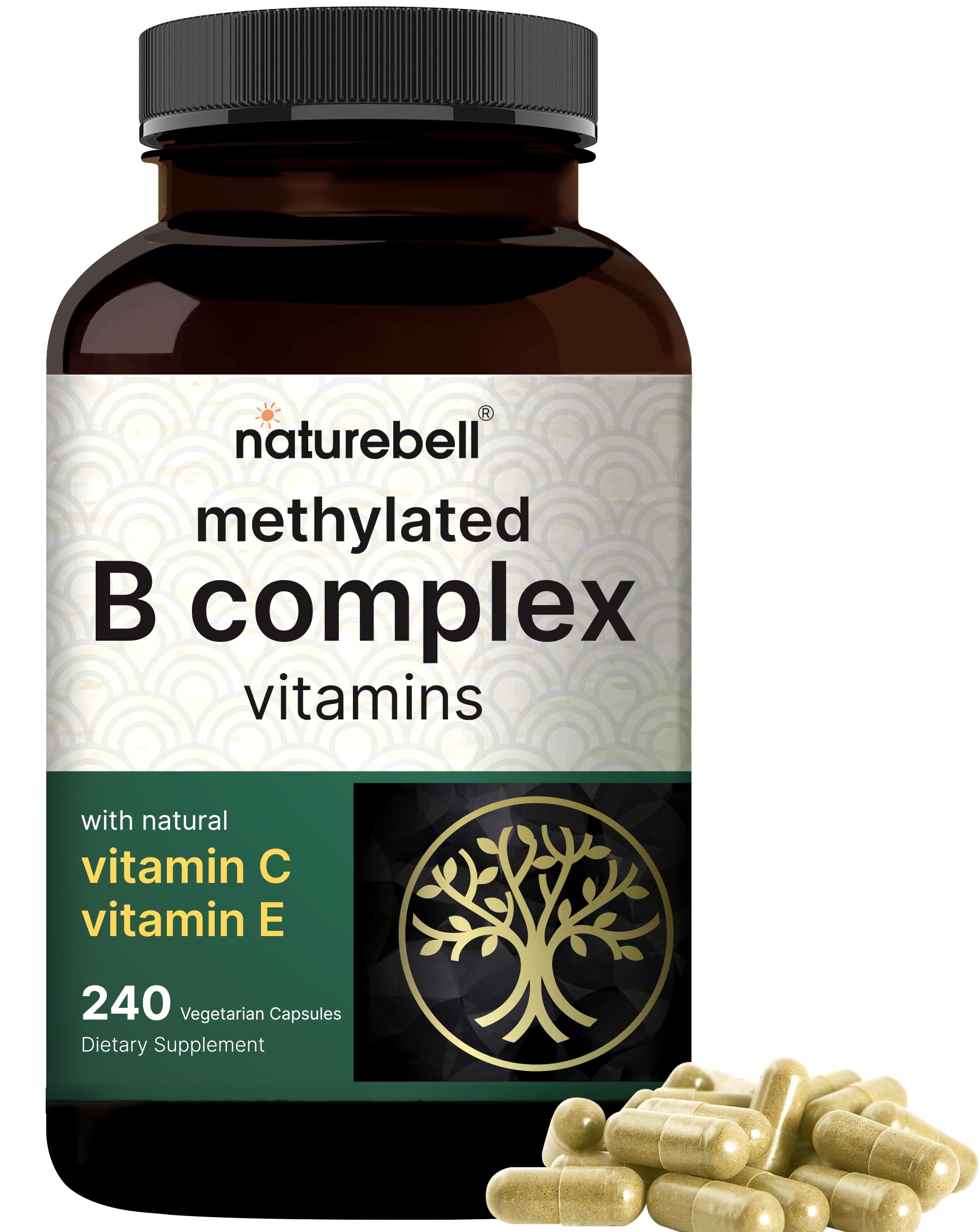 Bottle of Methylated B Complex Vitamins with 240 capsules
