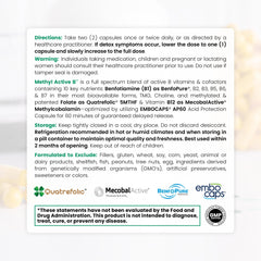 Capsules of methylated B vitamin complex in bottle