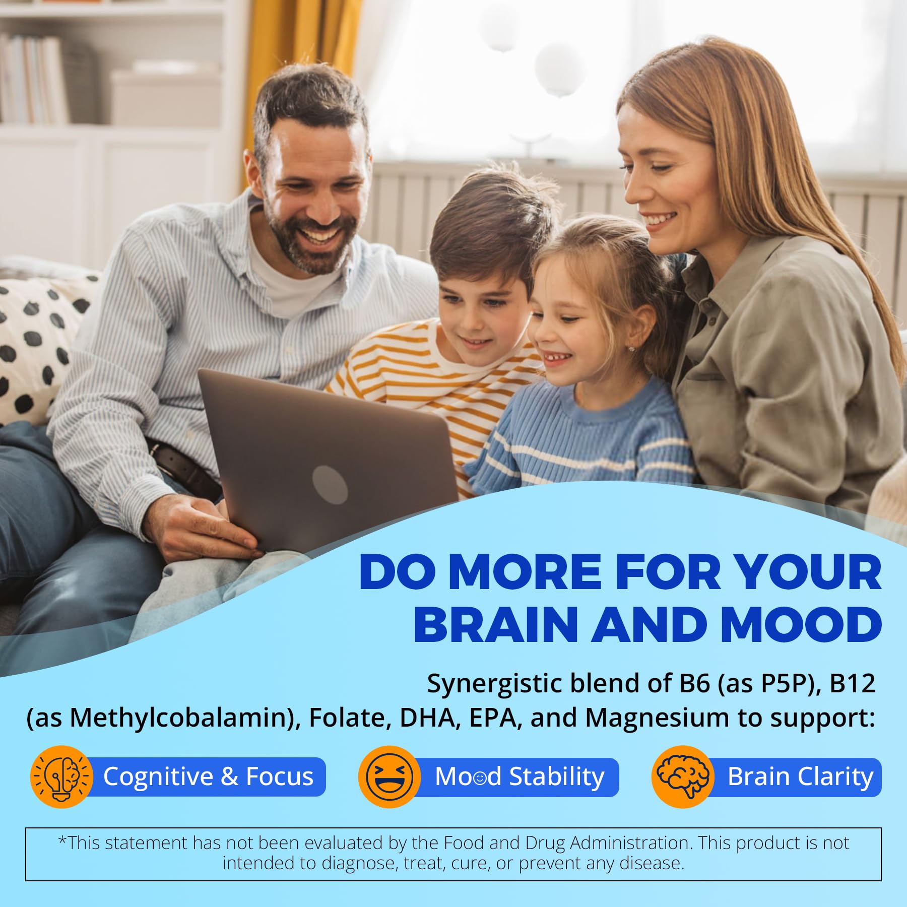 Ingredients panel showing Methylcobalamin, P5P, and L-Methylfolate