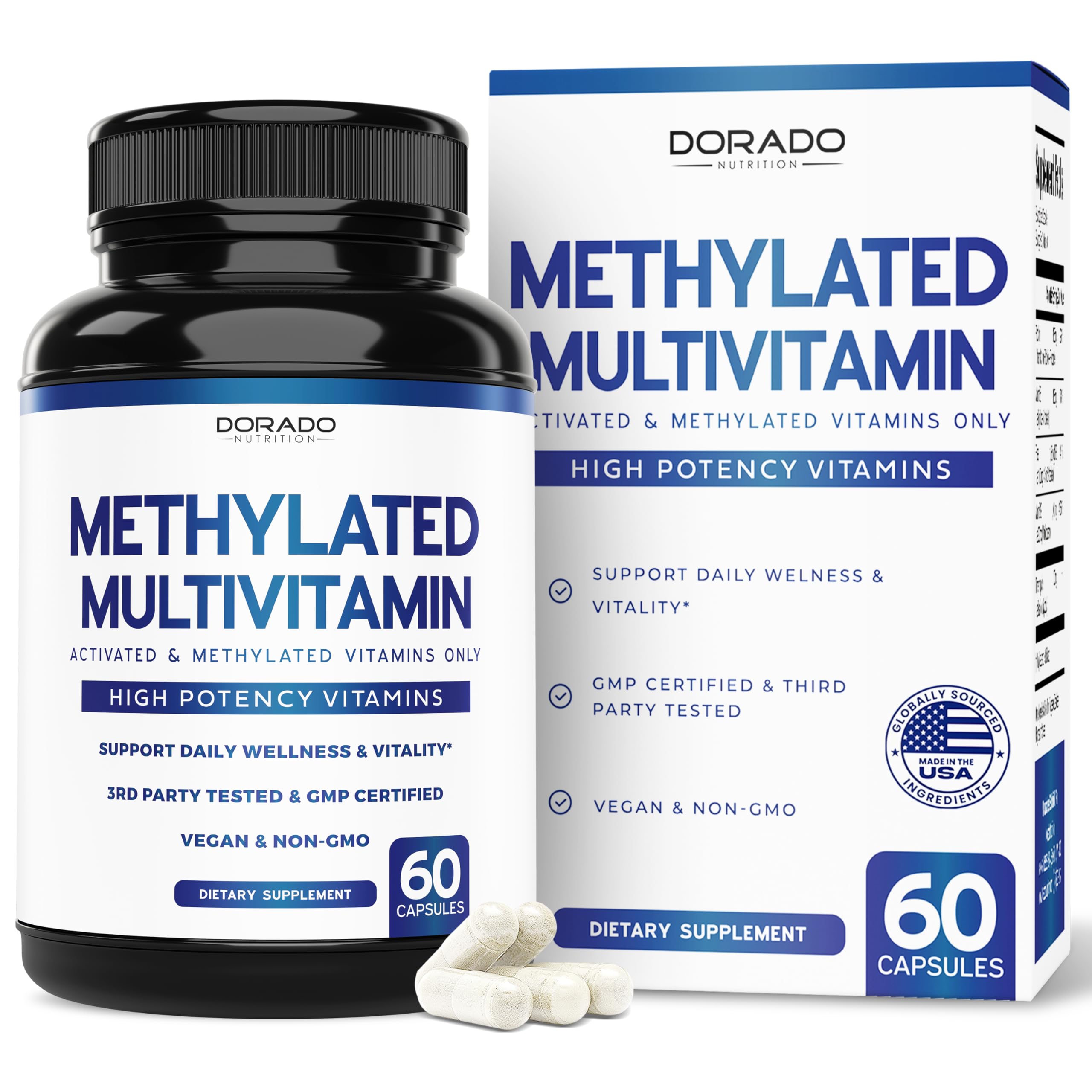 Front view of Methylated Multivitamin bottle (120 capsules)