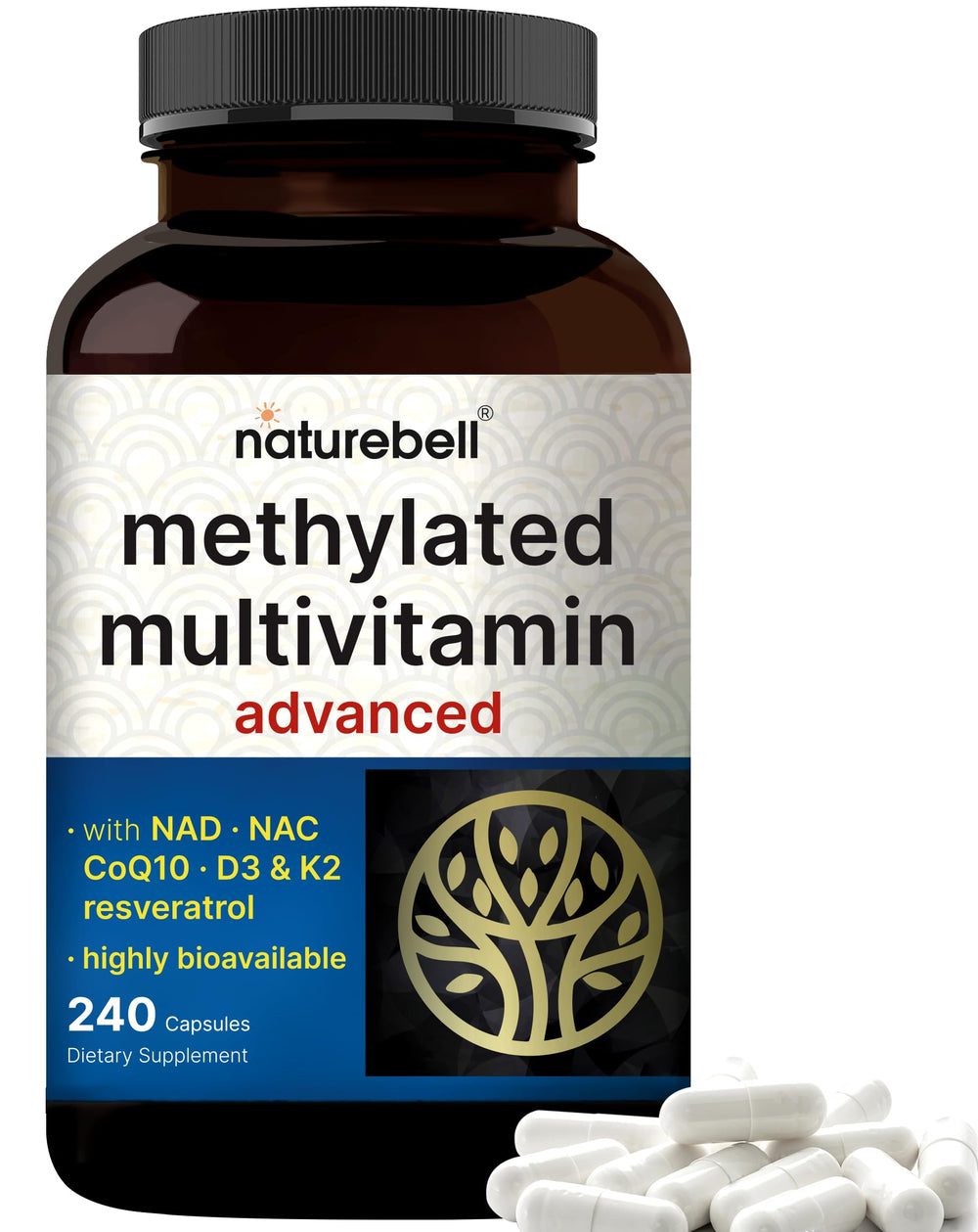 Bottle of methylated multivitamin 240 capsules
