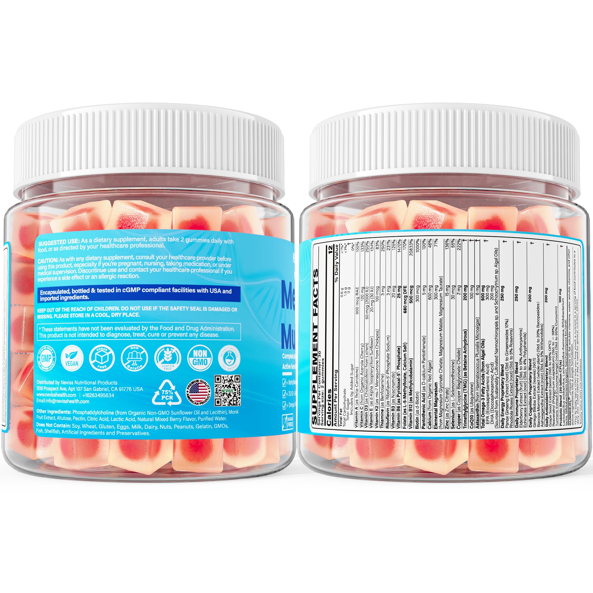 Lifestyle shot of adults taking methylated multivitamin gummies