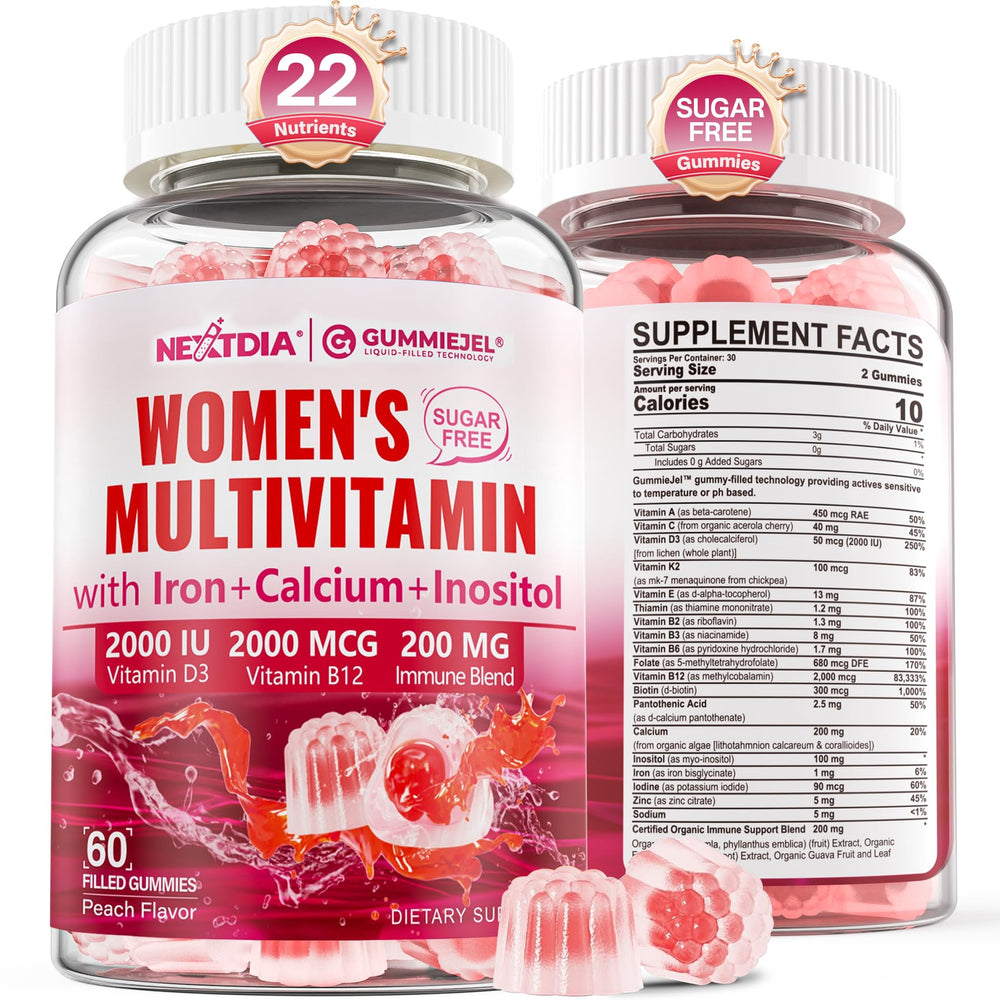 Bottle label: Methylated Multivitamin Gummies for Women, vegan, 60 count