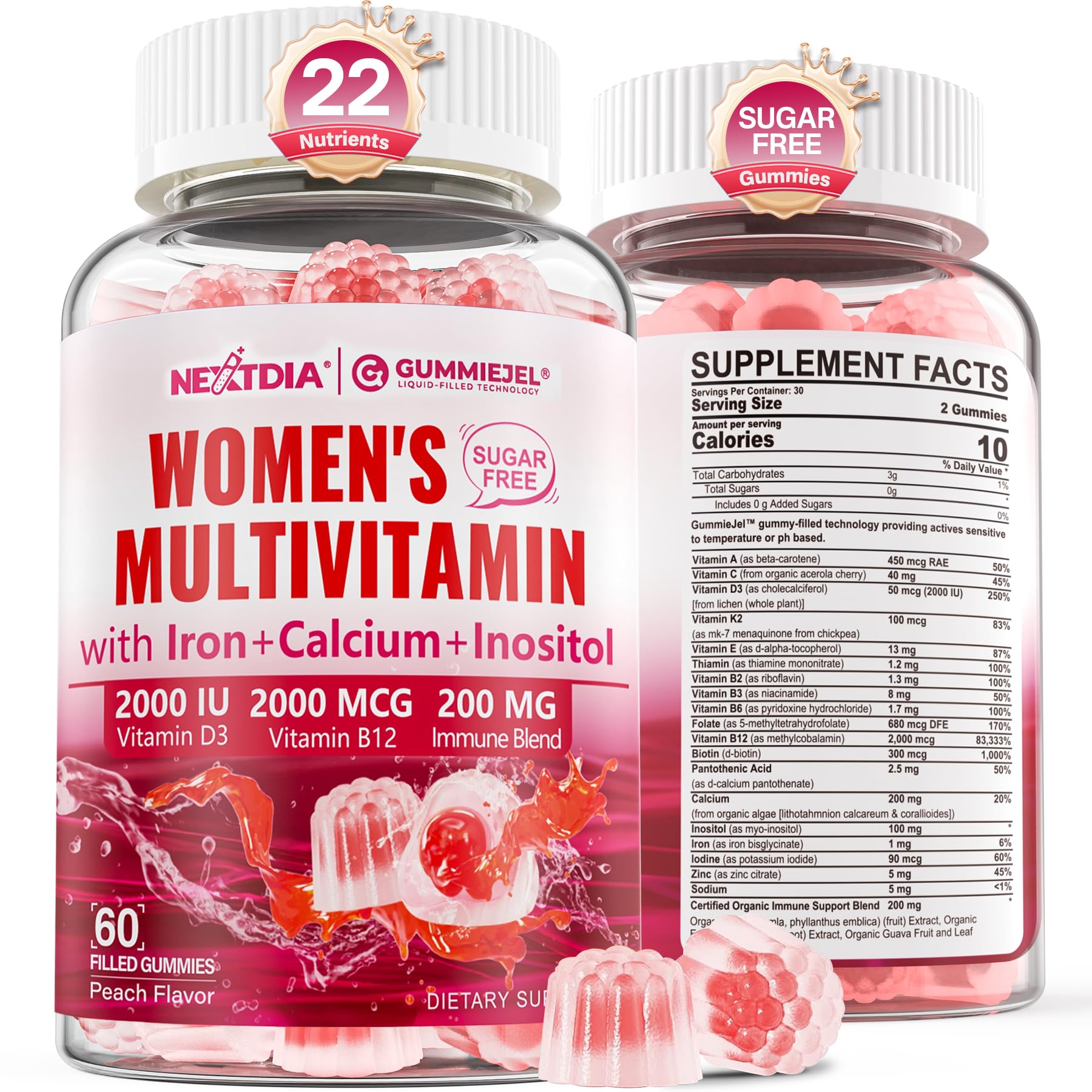 Front view of Methylated Multivitamin for Women Gummies bottle, 60-count