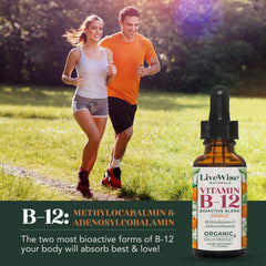 Close-up of B12 formula featuring methylcobalamin and adenosylcobalamin.