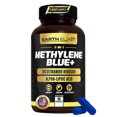 Bottle of 3-in-1 Methylene Blue Capsules with label