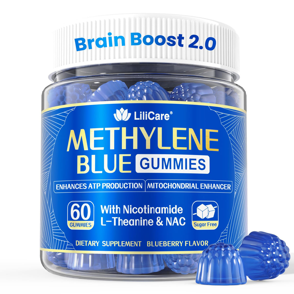 Bottle of Methylene Blue Gummies for Humans, 60-count