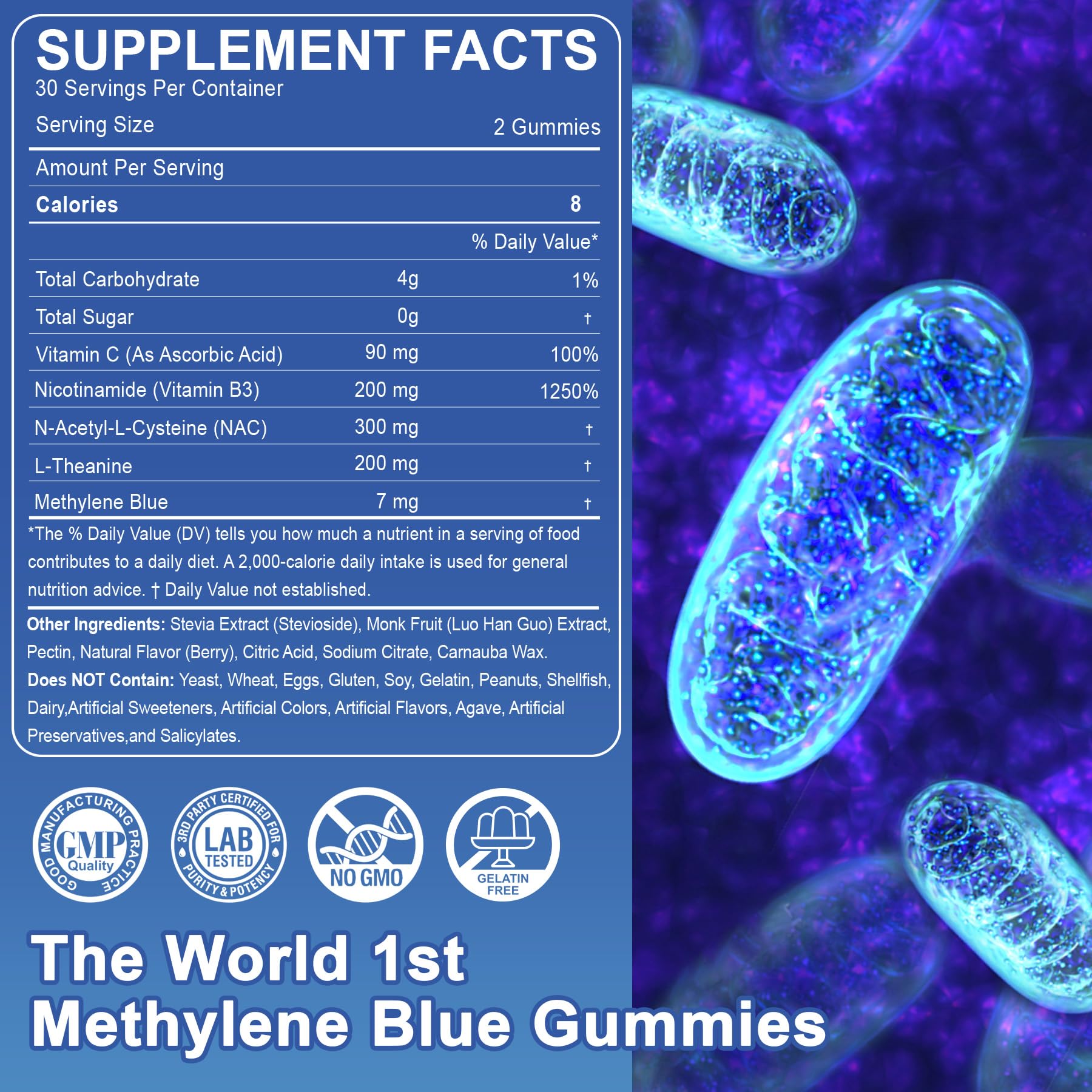 Close-up of Methylene Blue Gummies showing texture
