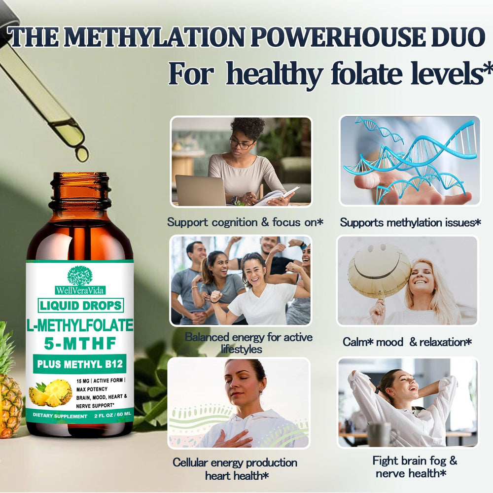 Organic pineapple-flavored methylfolate drops bottle
