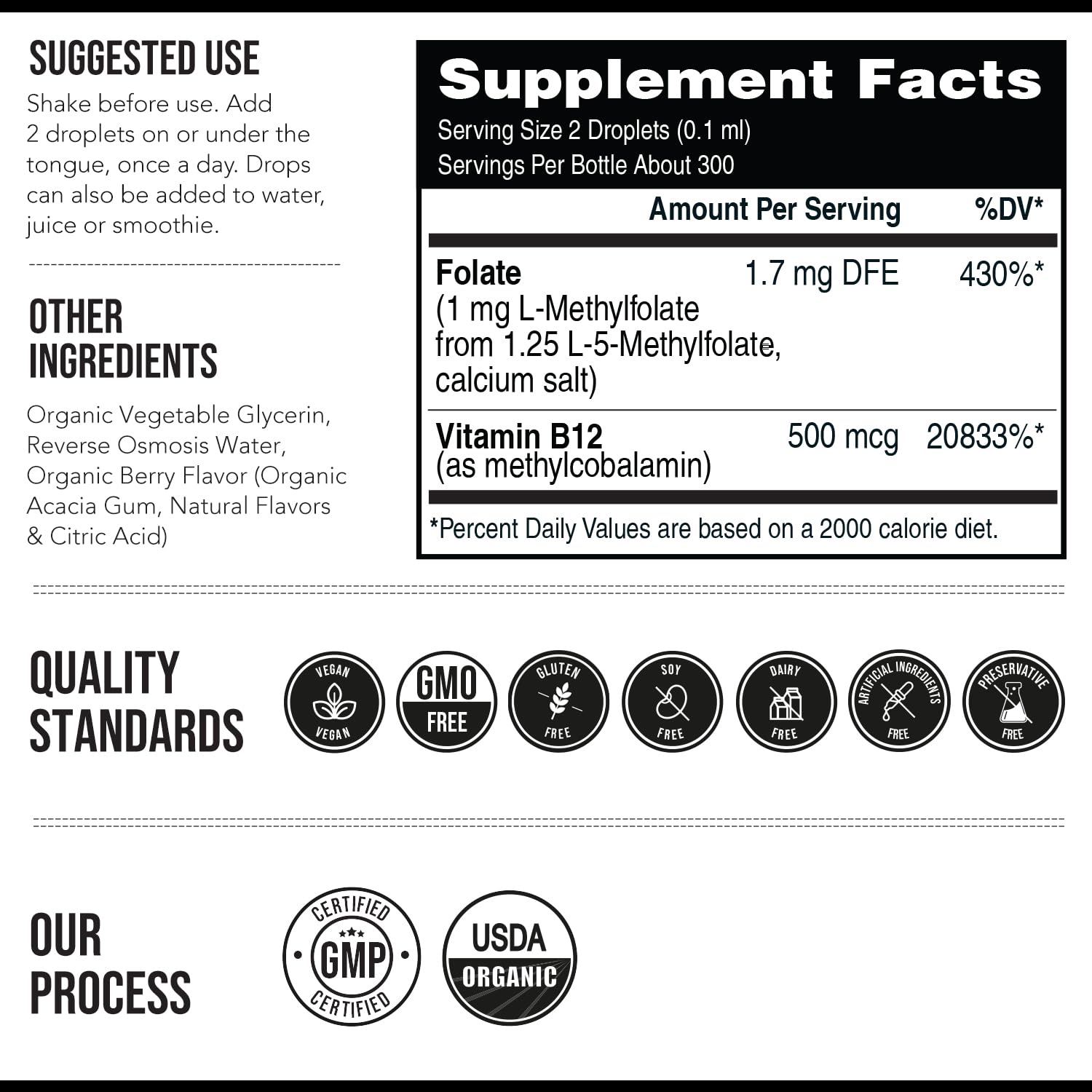 Supplement facts label