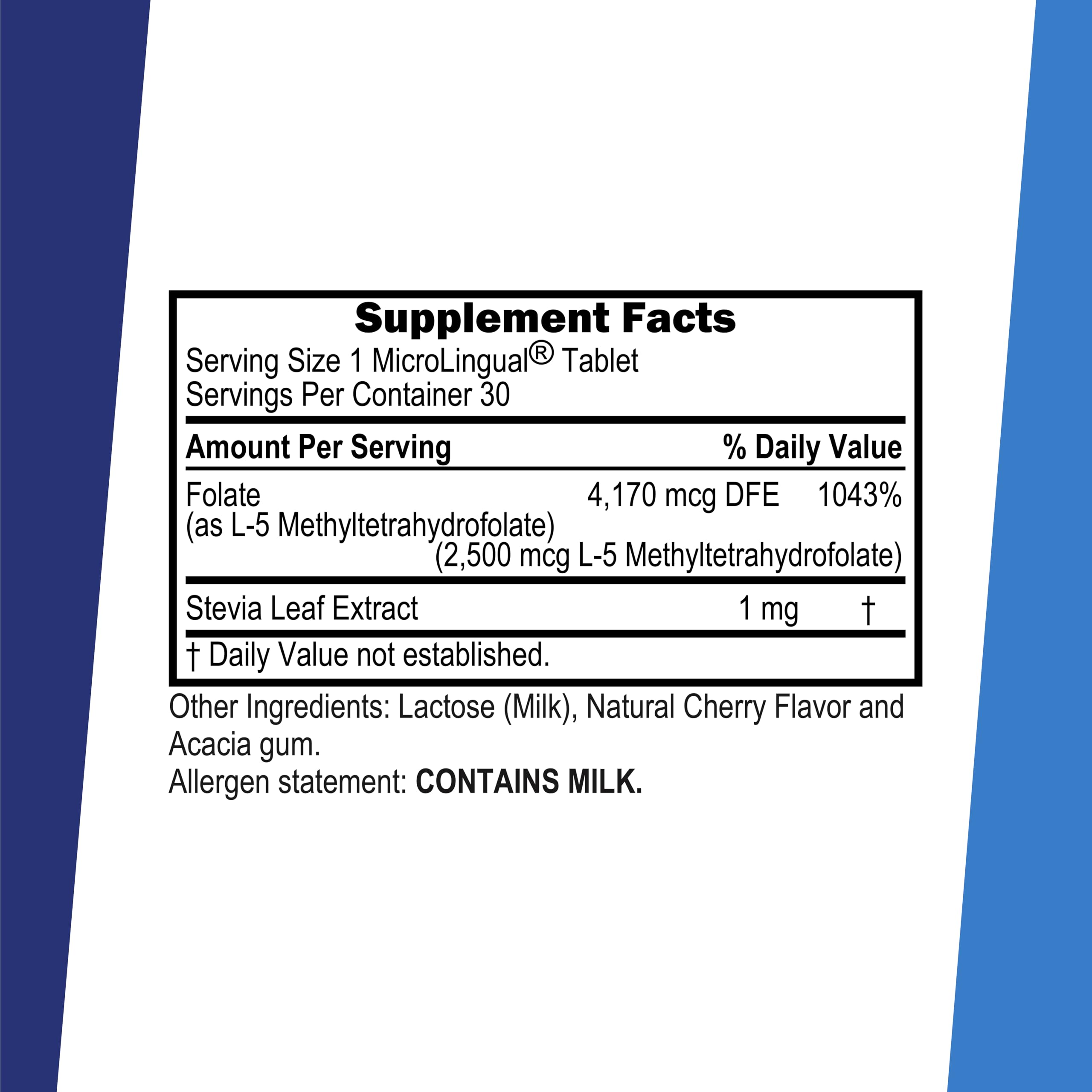Sublingual methylfolate tablet dissolving on the tongue