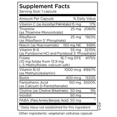 Product label showing 10 mg methylfolate and B vitamins