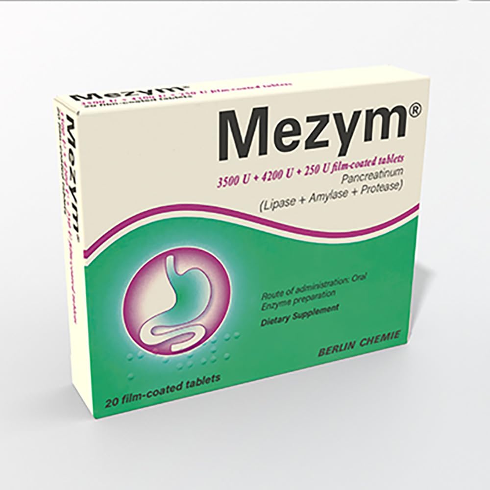 Mezym Forte 3500 N20 Pancreatin bottle label