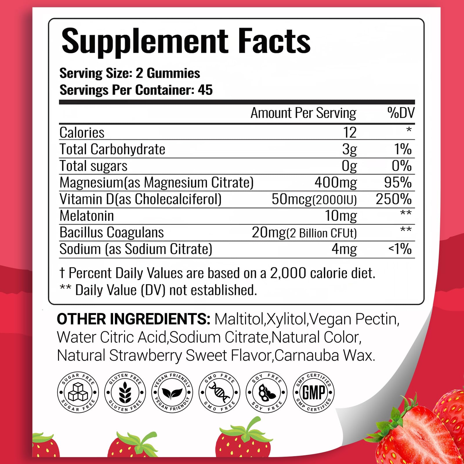 Bottle displaying 90 gummies per bottle