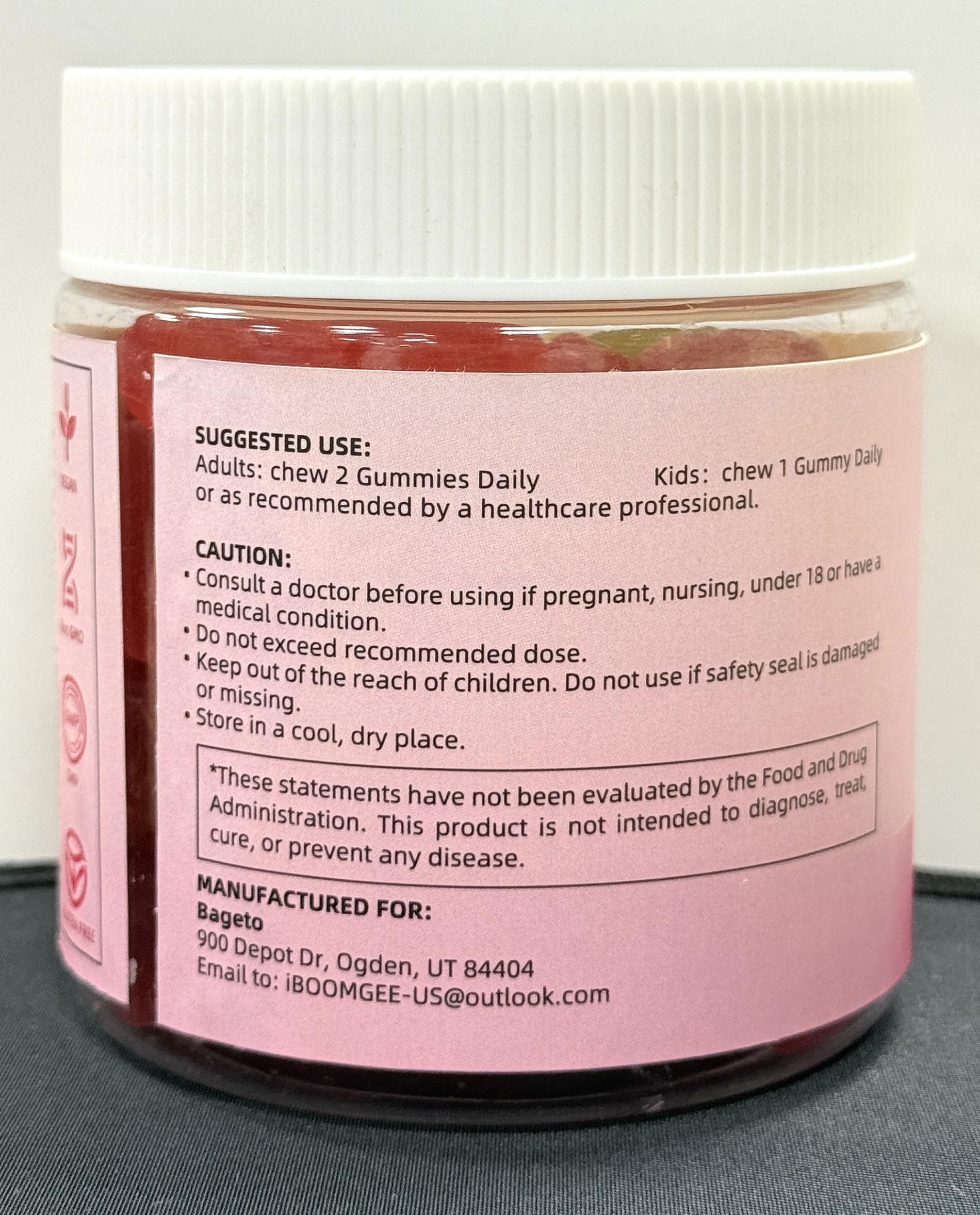 Sugar-free vegan gummies image with strawberry flavor