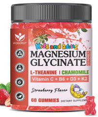 Front view of Magnesium Glycinate Gummies Strawberry flavor bottle