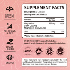 Close-up of magnesium glycinate and zinc capsules