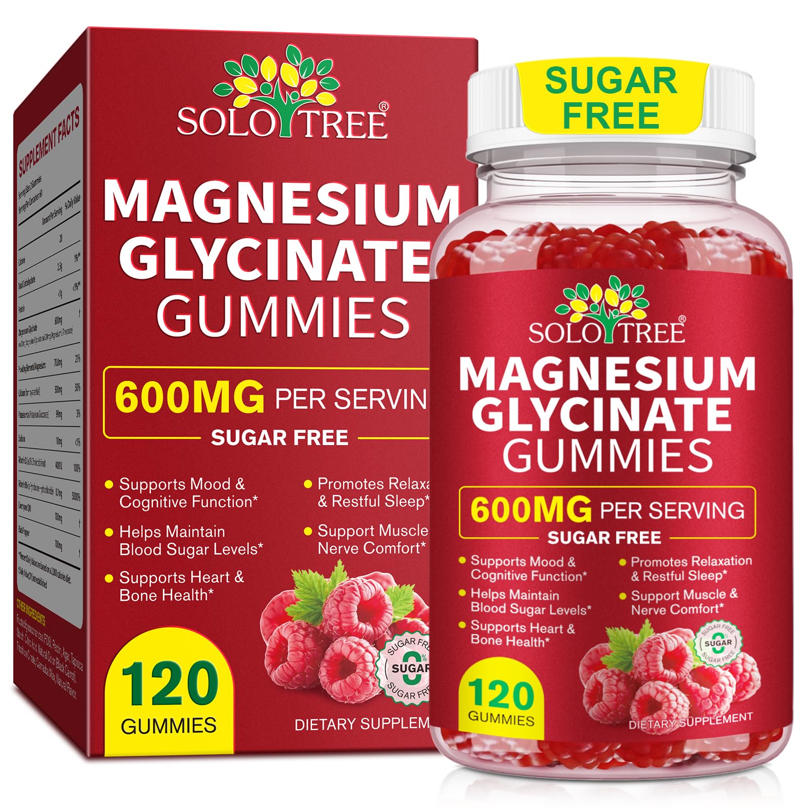 Bottle of 120 count magnesium glycinate gummies with L-Threonate