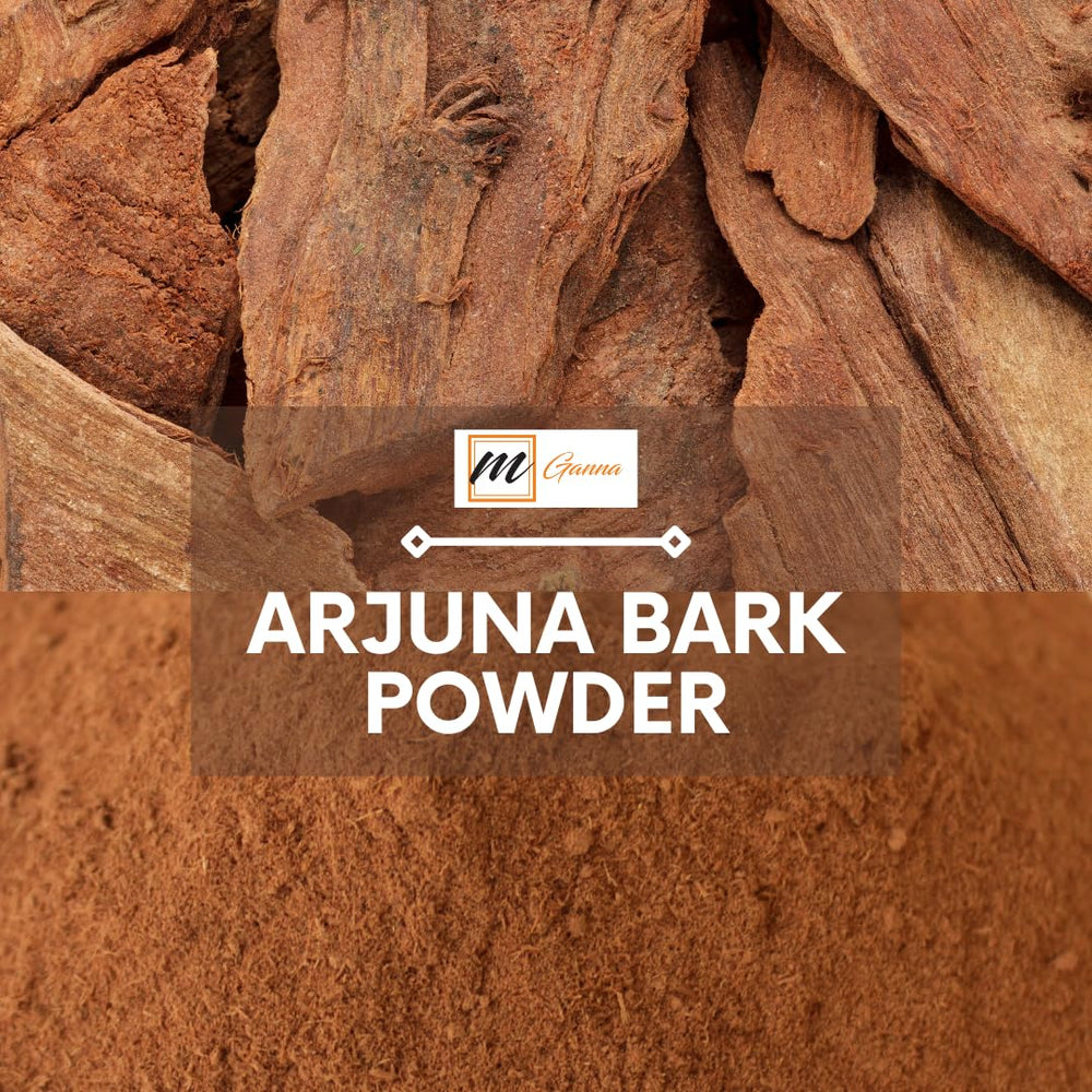 Product label showing mGanna Arjuna powder