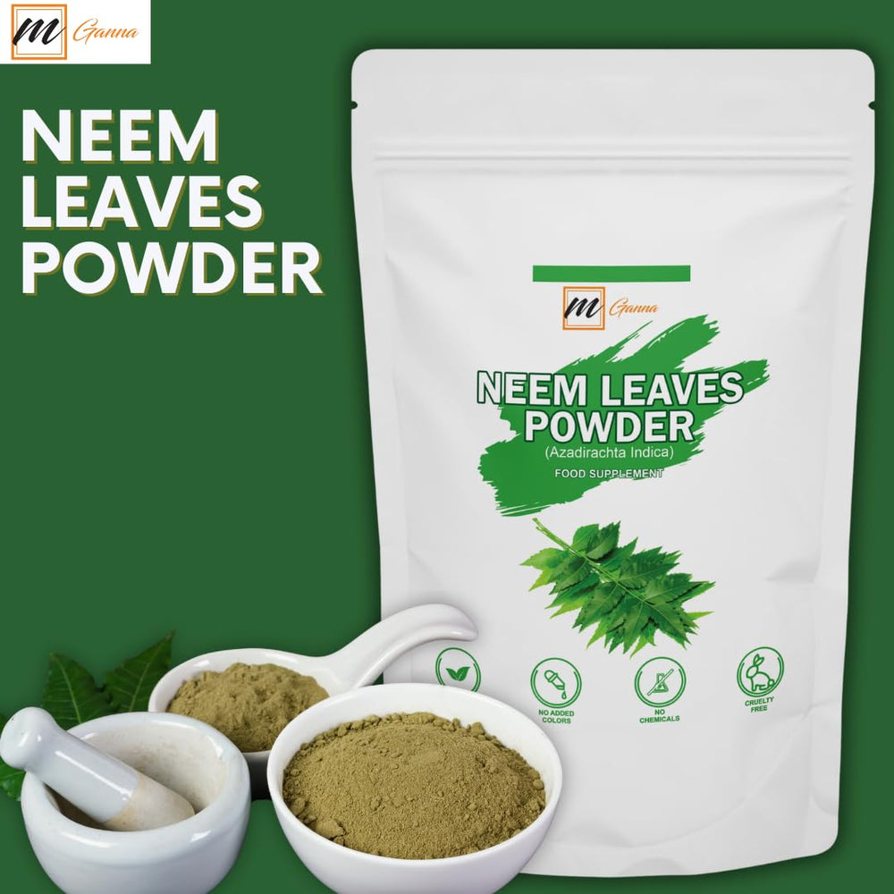 Neem leaf powder being poured