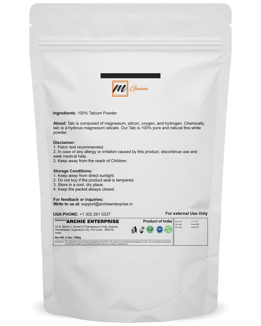 Close-up texture of talc powder