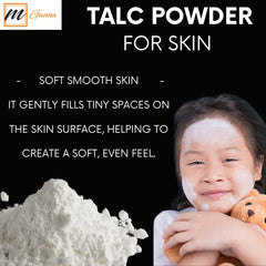 Soft, smooth finish of talc powder on skin