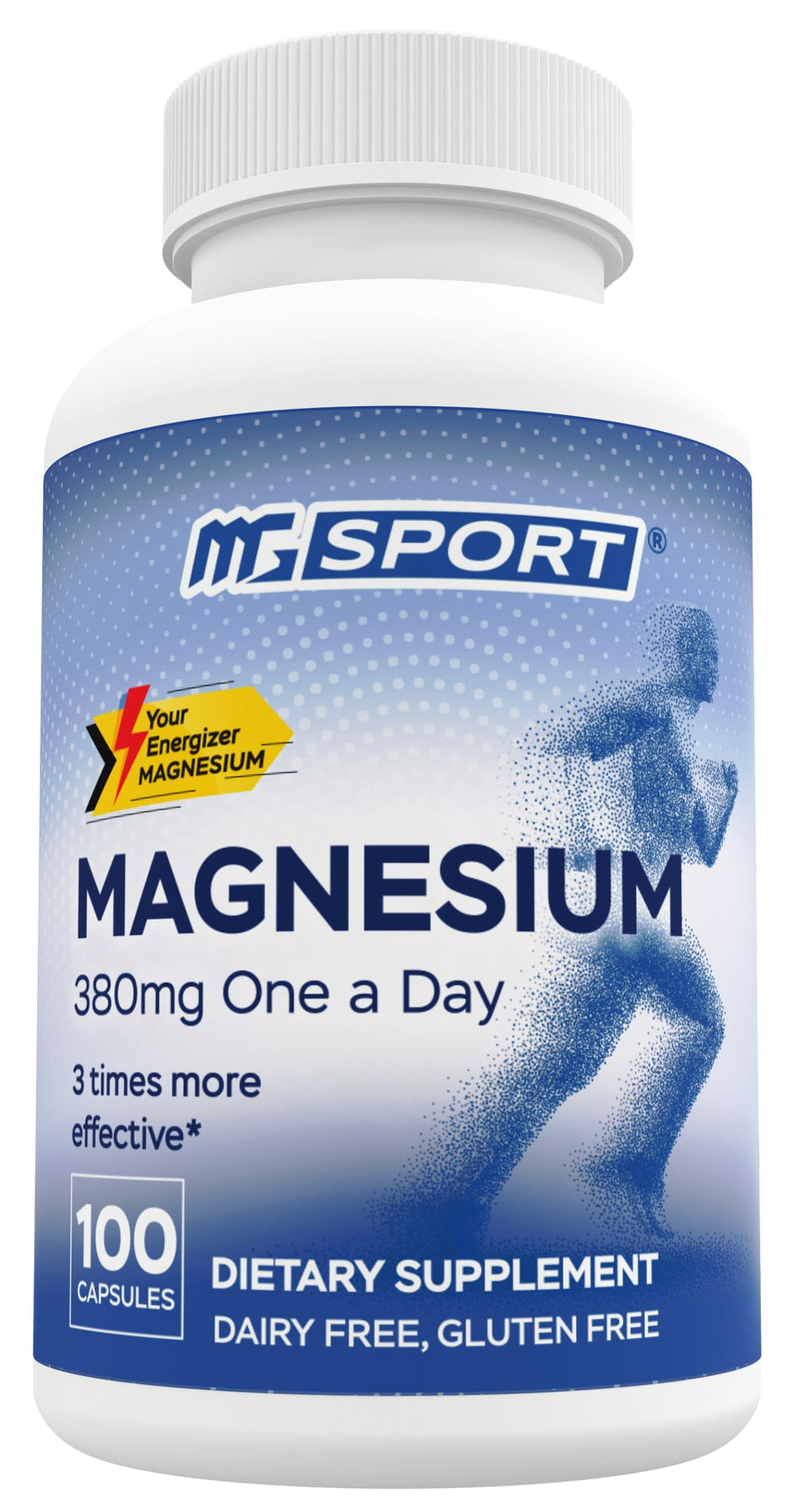 MGSPORT magnesium supplement complex bottle and capsules
