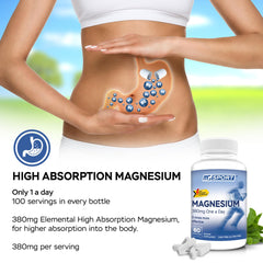 Graphic showing high absorption magnesium with vitamins B6, D, and E