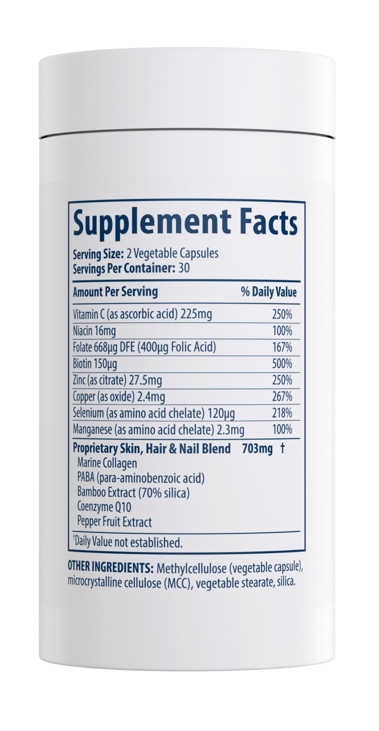 Two capsules with a glass of water for daily intake