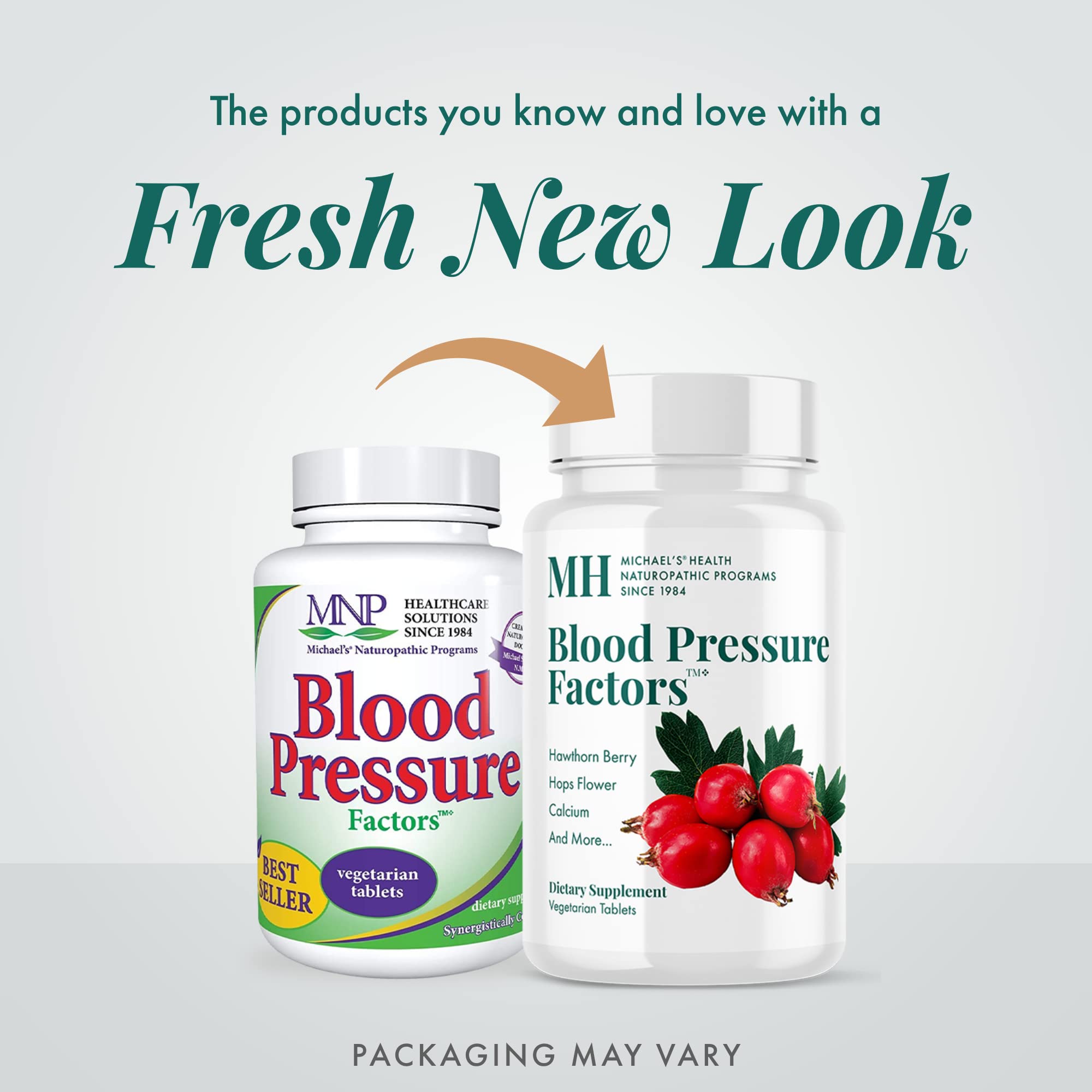 MICHAEL'S Blood Pressure Factors tablets-closeup emphasizes high-potency nutrients for balance and calm.