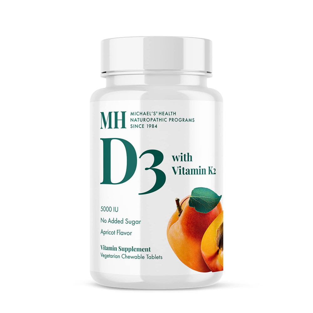 Michael’s D3 with K2 apricot-flavored chewable bottle