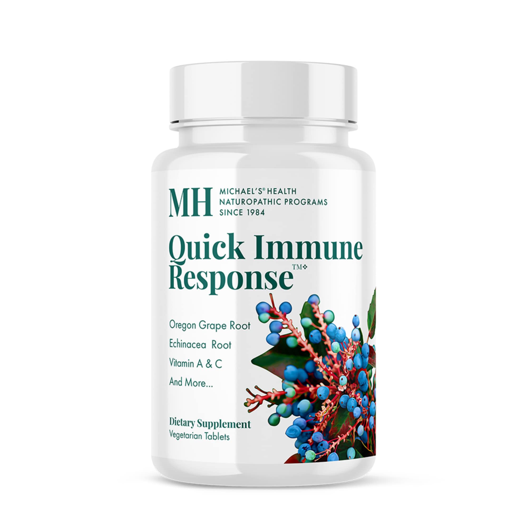 Bottle of Michael's Quick Immune Response Vegetarian Tablets