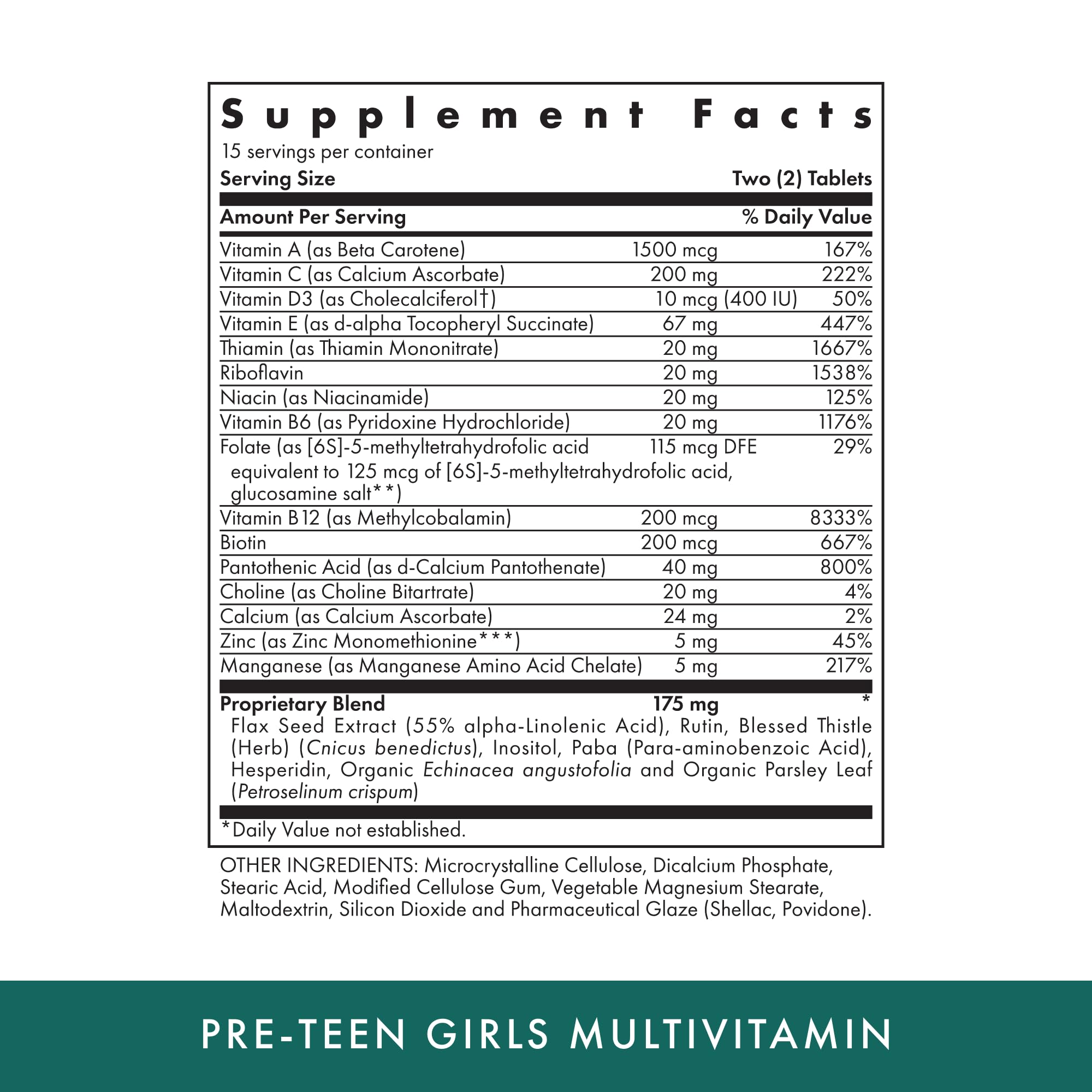 Packaging side view of MICHAEL'S Health Naturopathic Programs Pre-Teen Girls