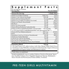 Close-up of the Michael's Health Naturopathic Pre-Teen Girls bottle label