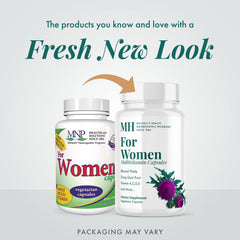 Front label highlighting women's multivitamin benefits