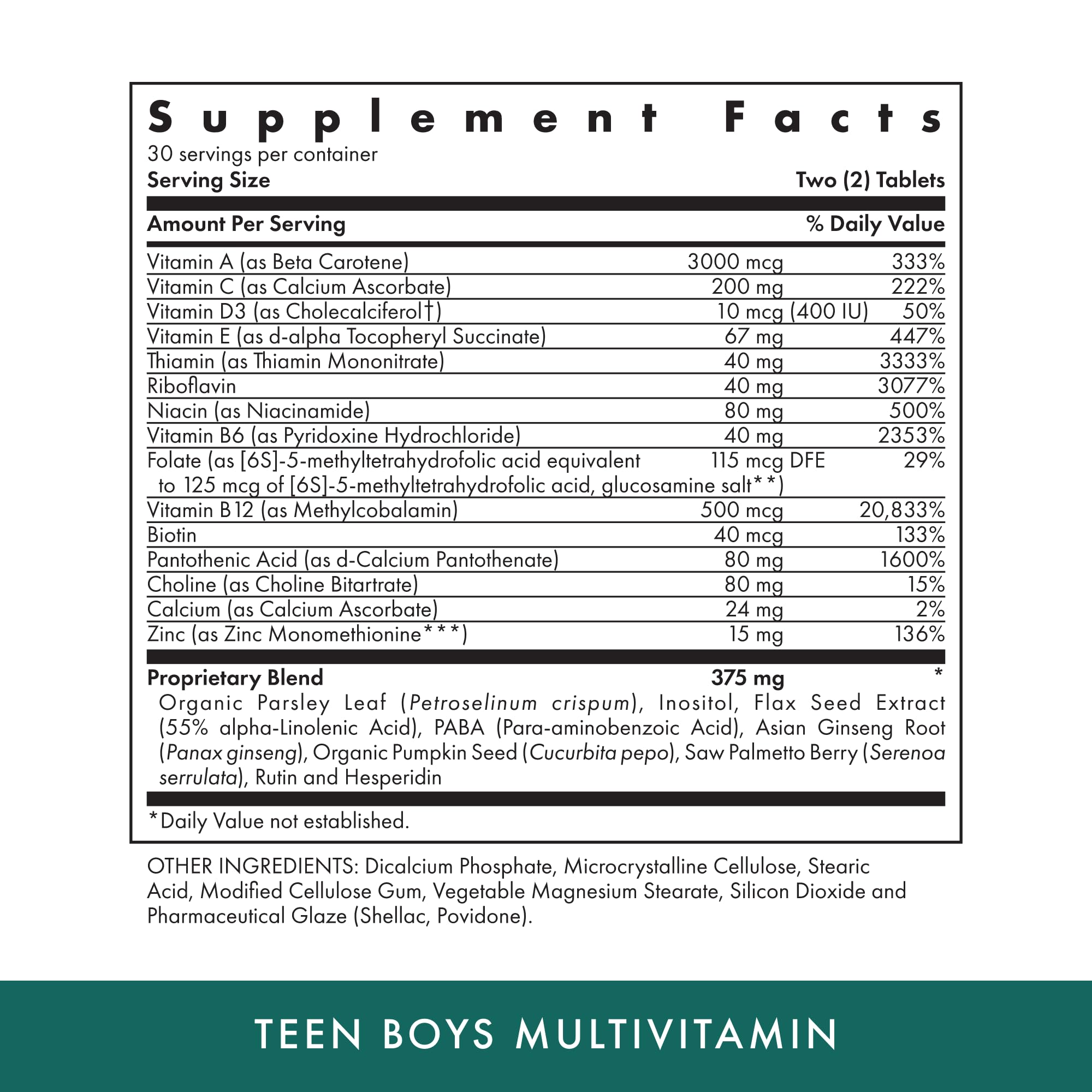 Close-up of MICHAEL'S Health Teen Boys Multivitamin packaging