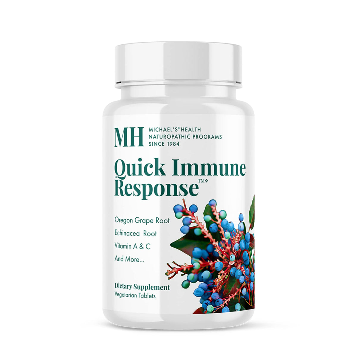 Bottle of Michael's Quick Immune Response with 90 vegetarian tablets