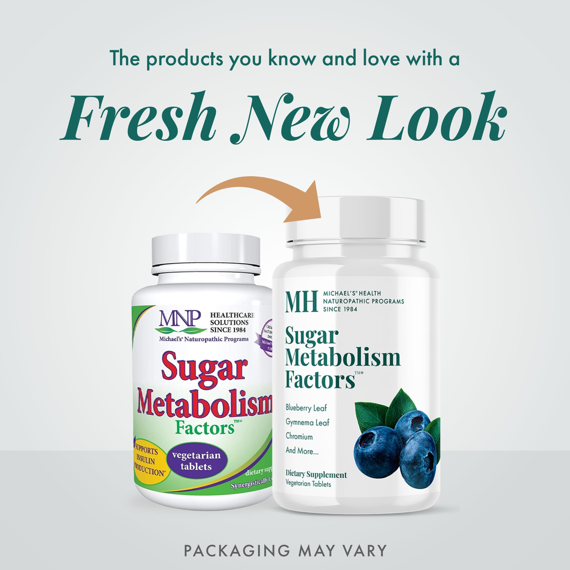 Close-up of vegetarian tablets from Michael's Naturopathic Sugar Metabolism Factors