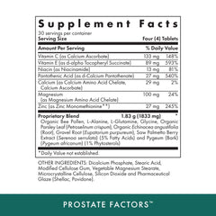 Close-up of the Prostate Factors bottle label
