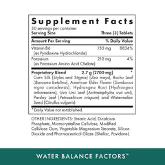 MICHAEL'S Water Balance Factors bottle back, ingredient details for electrolyte balance.