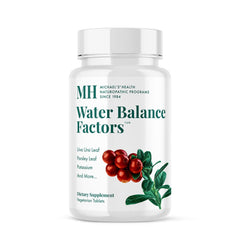 MICHAEL'S Water Balance Factors bottle front, showing compact tablets for daily fluid balance support.