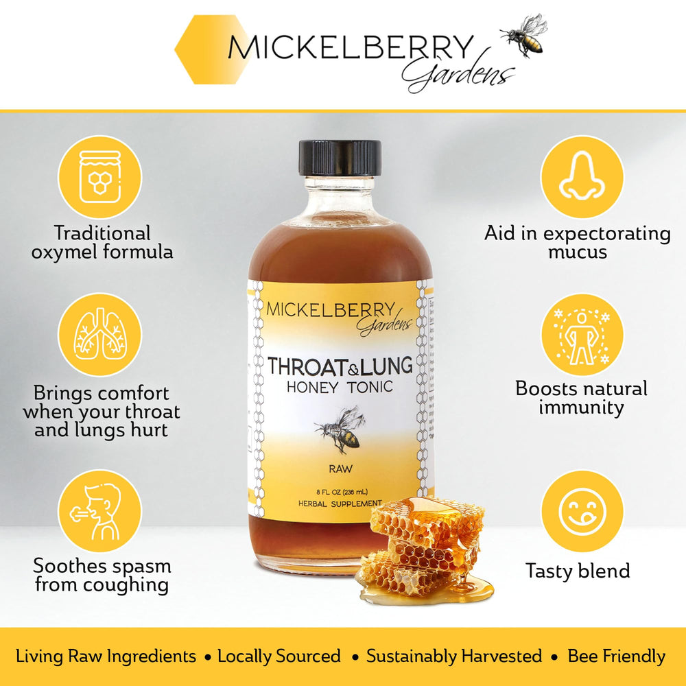 Two Mickelberry Gardens Throat & Lung Honey Tonic bottles in a 2-pack