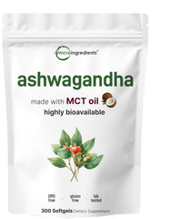 Front view of Micro Ingredients Ashwagandha 300 softgels bottle