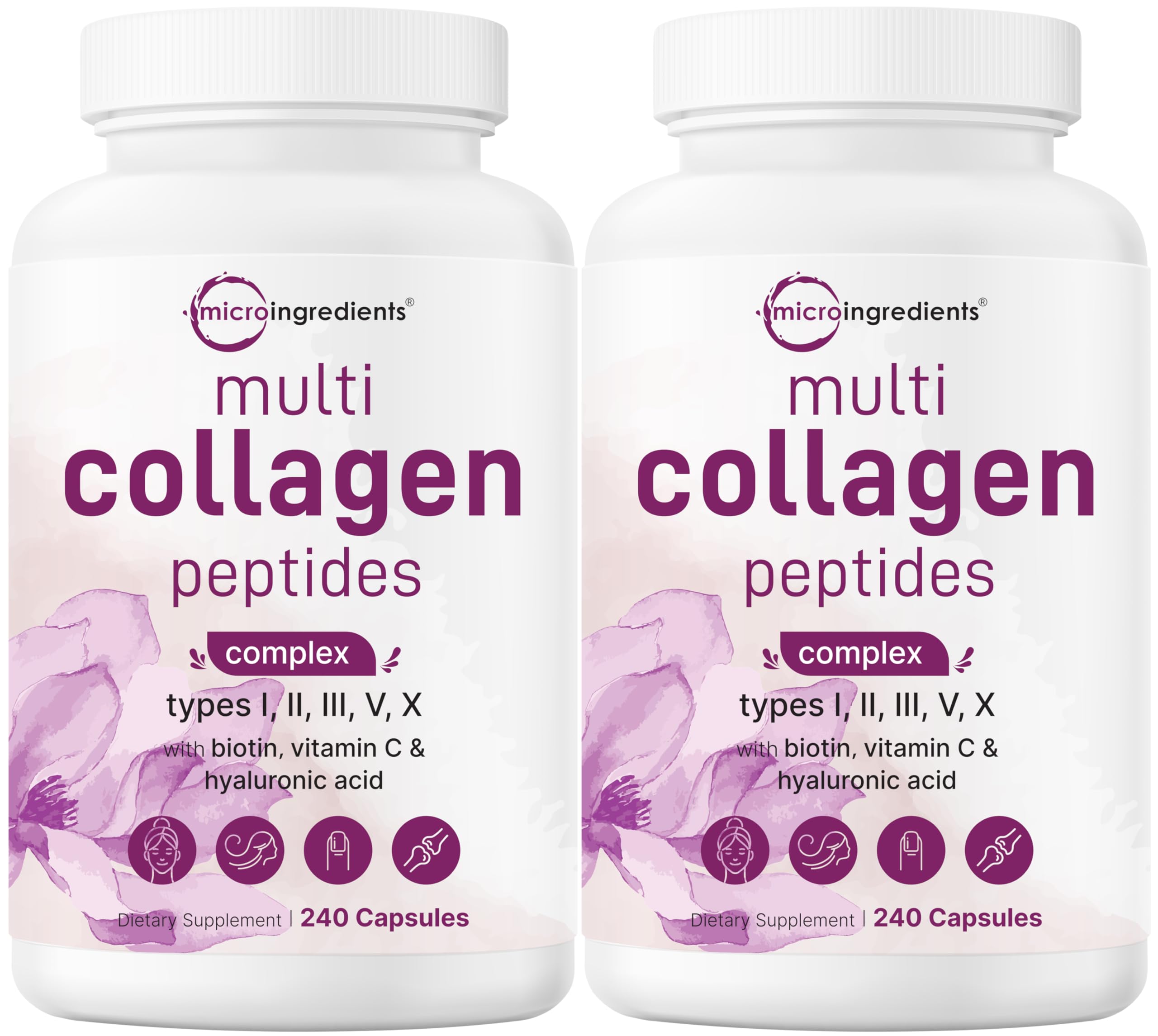 Front view of Micro Ingredients 2-pack collagen bottle